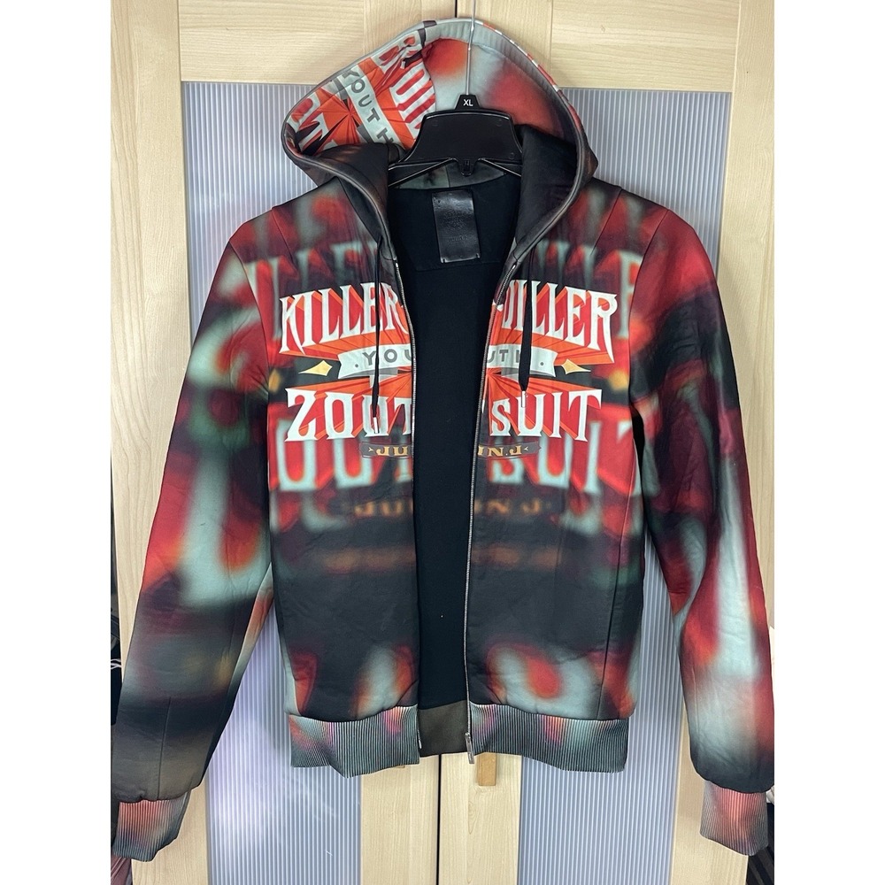 Juun.J Killer Diller‎ zip front Hoody Jacket Neoprene Sz M Streetwear Designer